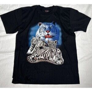 Vintage Snow Tiger Graphic Tee T Shirt XL Black Double Sided Graphic Sanctuary